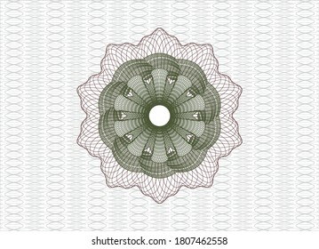 Green and Red rosette or money style emblem. Vector Illustration. Detailed. 