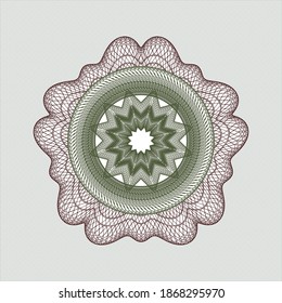 Green and Red rosette or money style emblem. Vector Illustration. Detailed. 