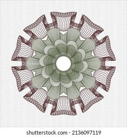 Green and Red rosette or money style emblem. Vector Illustration. Detailed. 