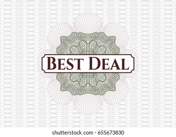 Green and Red rosette (money style emblem) with text Best Deal inside