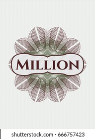 Green and Red rosette or money style emblem with text Million inside