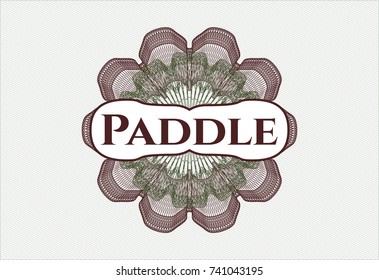 Green and Red rosette or money style emblem with text Paddle inside