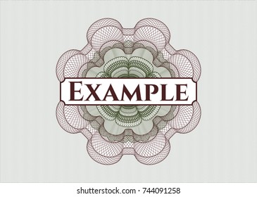 Green and Red rosette (money style emblem) with text Example inside
