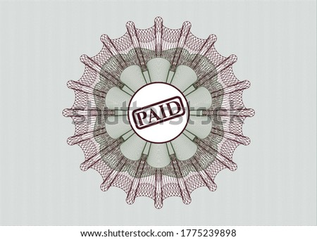 Green and Red rosette (money style emblem). with paid icon inside