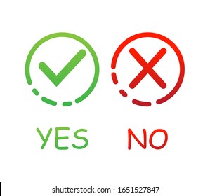 Green and red round with yes and no vector sign on a white background. Vector stock illustration.