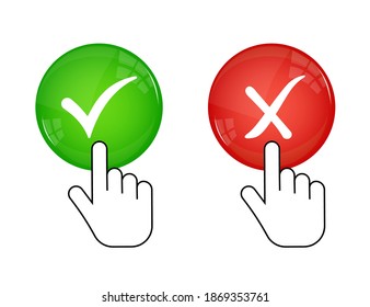 Green and red round with yes and no vector sign on a white background. Vector stock illustration.