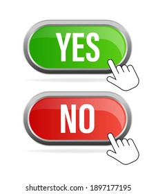 Green and red round with yes and no vector sign on a white background. Vector stock illustration.