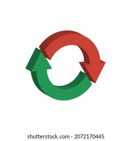 Green And Red Rounded Arrows, Isometric 3d Vector Icon