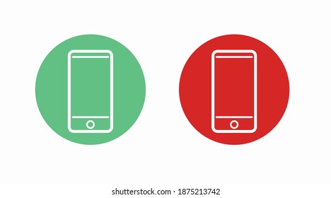 Green and Red Rounded Mobile or Cellphone Icons