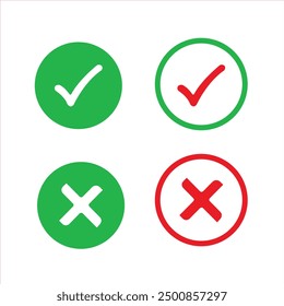 A green and red sign that means check mark and cross icon