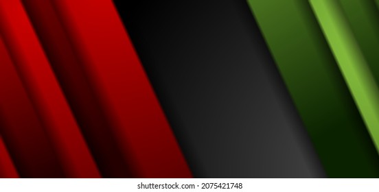 Green red smooth stripes abstract tech background. Modern glossy vector design