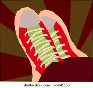 green and red sneakers mosaic vector