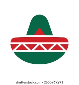 Green Red Sombrero Icon on Symbolic Mexican Culture Revolucion Mexicana Mexico