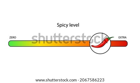 Green and red spicy level on white background. Logo design. Label. Vector icon.