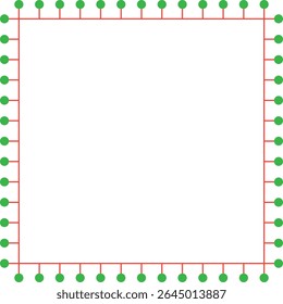Green and red square border frame template for design projects.