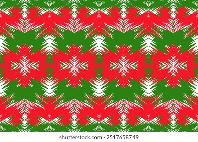 Green and Red Starburst Pattern: Festive Design for Christmas Textiles and Seasonal Decorations and Traditional Craft