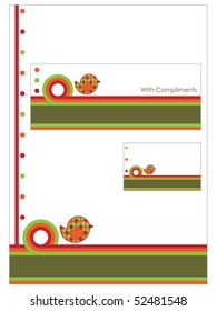 Green And Red Stationery Set With Letterhead, Compliment Slip And Business Card