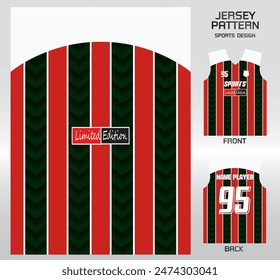 diseño de patrón de rayas rectas rojas verdes, ilustración, fondo textil para camiseta deportiva, maqueta de camiseta de camiseta de fútbol para club de fútbol.