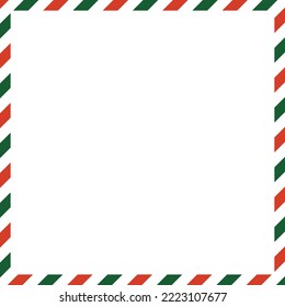 Green and red stripe border with white background for Christmas