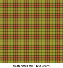 Green Red Tartan Plaid Scottish Pattern. Traditional checkered British fabric simple pattern. Scotch Tartan Seamless classic texture Background. Trendy geometric texture check tile Vector Illustration