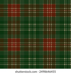 Green and red 
tartan plaid. Scottish pattern fabric swatch close-up. 