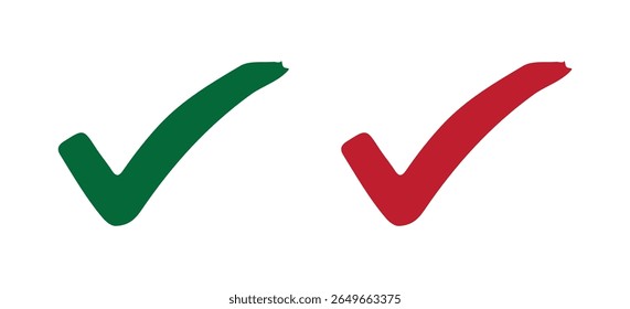 Green and red tick mark icon. vector illustration eps 10