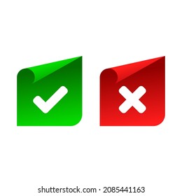 Green and Red True False, Right Wrong, Accept reject, Yes No Check Mark Sticker Logo Icon Pictogram Symbol 