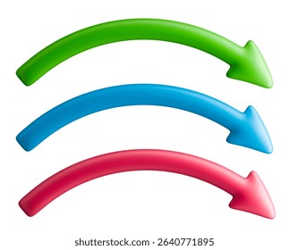 Green red and turquoise three curved transfer arrows
