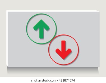 Green and red up,down arrows as art object.Vector illustration.