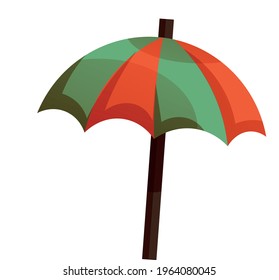 Green and red vector beach umbrella clipart
