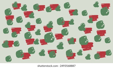 Green and red vector organic confetti flying randomly background