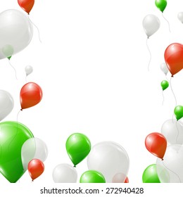 Green, Red And White Balloons On White Background