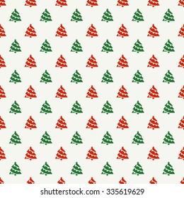 green, red & white christmas trees pattern, seamless texture background