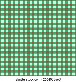 Green red and white firebrick gingham pattern background. Contrasty pattern with squares. Textured tartan plaid patterns for textiles, Scottish, Chequered, Green check.