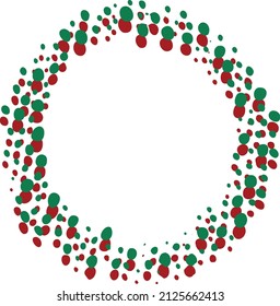 Green and red wreath.  Red berries, Xmas, Christmas. Graphic resources.