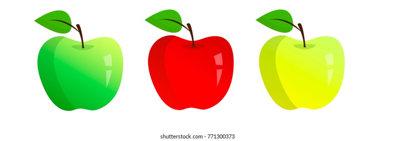 green, red and yellow apples