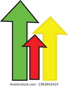 green red yellow colourful raising icon