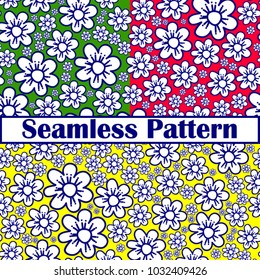 Green, red and yellow flower pattern.