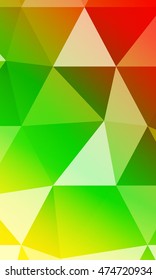 green, red, yellow polygonal geometric banner with rumpled triangular low poly origami style background. vector illustration. for your idea business, wallpaper, web-design.