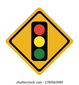 Green, red, yellow traffic lights on a square frame.Vector illustration isolated on a white background.