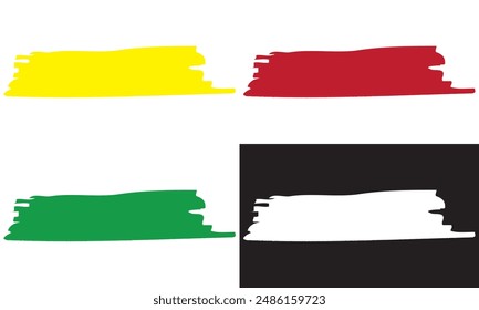 Green, red, yellow, white brush stroke isolated on background. Paint brush stroke vector for green ink paint, grunge design element, dirt banner, watercolor design, dirty texture.Trendy brush stroke,