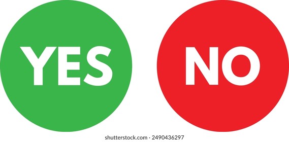Grün und Rot ja keine Buttone. Ja und kein Button-Icon gesetzt. Genehmigte und abgelehnte Symbole. Vektorgrafik