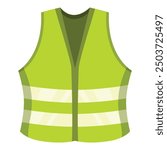 Green reflective safety vest ensuring worker visibility and safety in hazardous work environments
