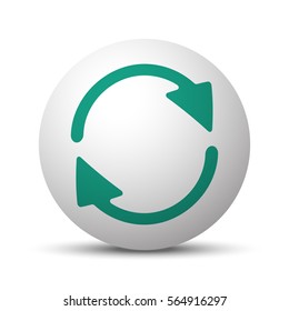 Green Refresh icon on white sphere