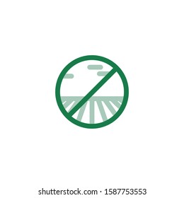 Green Regenerative Vector Ecology Icon. Stop Sign Monoculture. Pro Permaculture Icon.