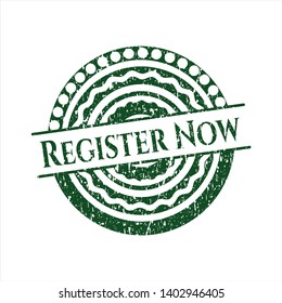 Green Register Now distressed with rubber seal texture