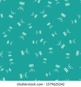 Green Remote aerial drone with a camera taking photography or video recording icon isolated seamless pattern on green background.  Vector Illustration