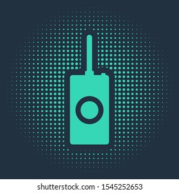 Green Remote control icon isolated on blue background. Abstract circle random dots. Vector Illustration