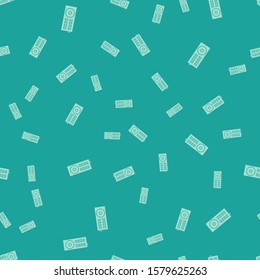 Green Remote control icon isolated seamless pattern on green background.  Vector Illustration