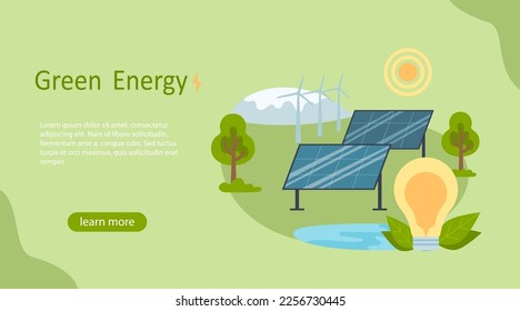 Energía verde renovable. Diseño conceptual de ahorro de energía, acumulación de energía solar, recursos de energía natural.